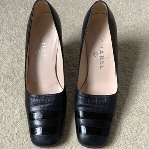 CHANEL Black Leather Heels